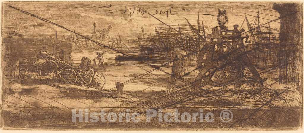 Art Print : FÃ©lix-Hilaire Buhot, Une Vieux Chantier Ã  Rochester, 1879 - Vintage Wall Art