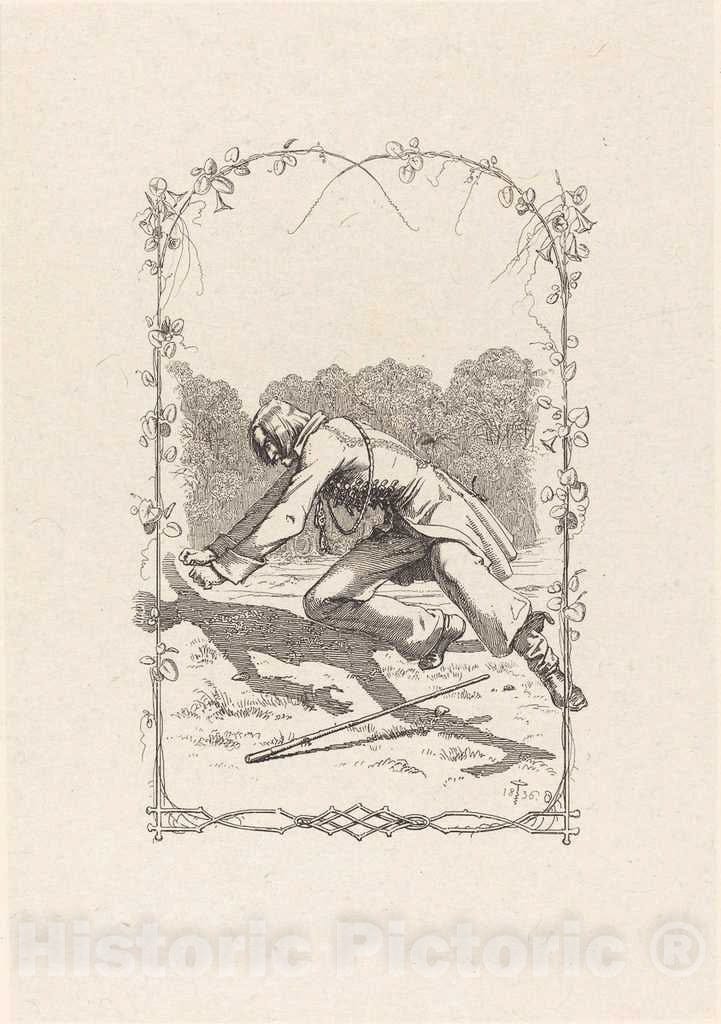 Art Print : Adolf SchrÃ¶dter, Peter Schlemihl Chasing His Shadow, 1836 - Vintage Wall Art