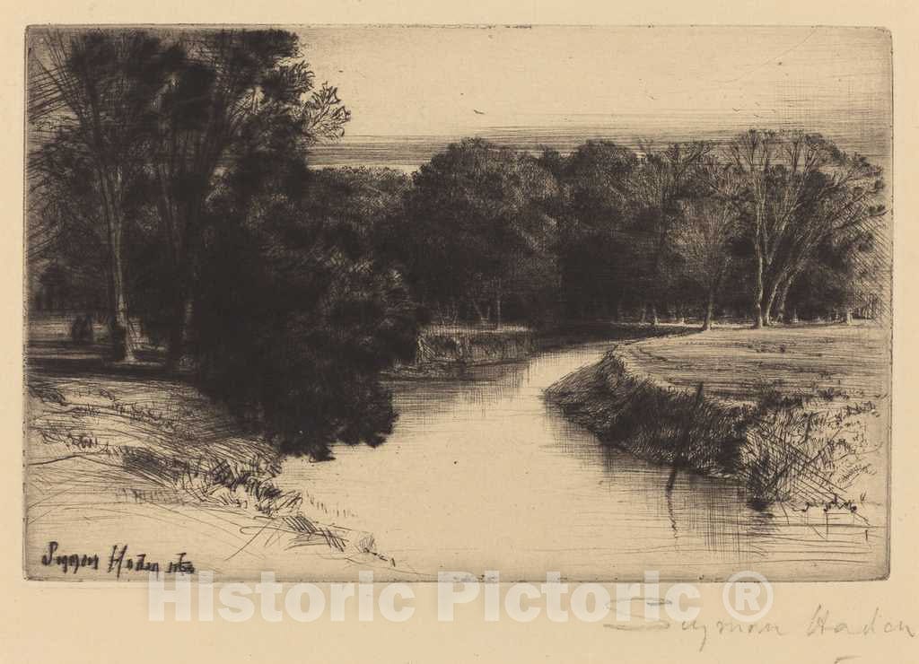 Art Print : Francis Seymour Haden, A Sunset in Ireland, 1863 - Vintage Wall Art