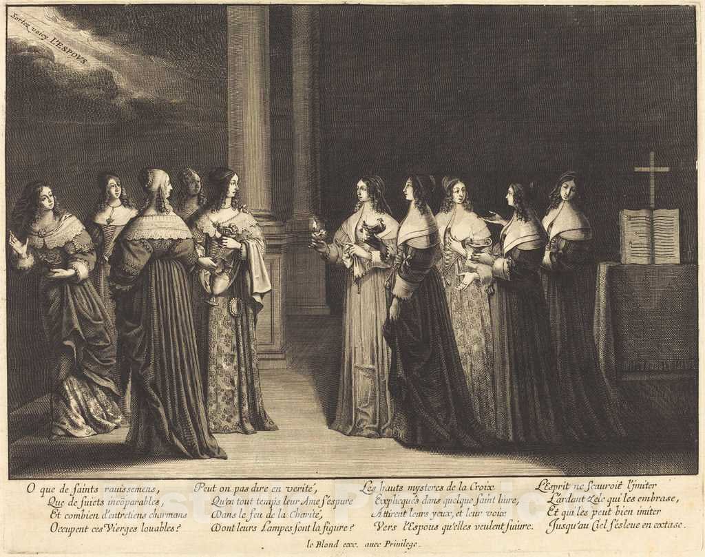 Art Print : Abraham Bosse, The Wise and Foolish Virgins Together - Vintage Wall Art