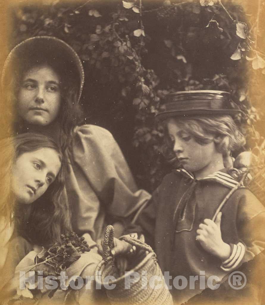 Art Print : Julia Margaret Cameron, Elizabeth Keown, Kate Keown, and Freddy Gould, c. 1866-1868 - Vintage Wall Art