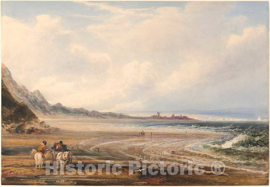 Art Print : De Wint, Travelers on The Sands Near Redcar, 1838 - Vintage Wall Art