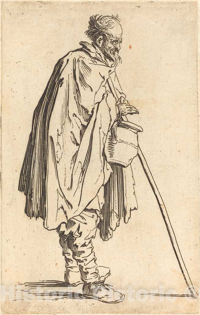 Art Print : Jacques Callot, Beggar with Pot, c. 1622 - Vintage Wall Art