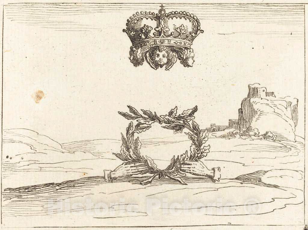 Art Print : Jacques Callot, The Two Crowns - Vintage Wall Art