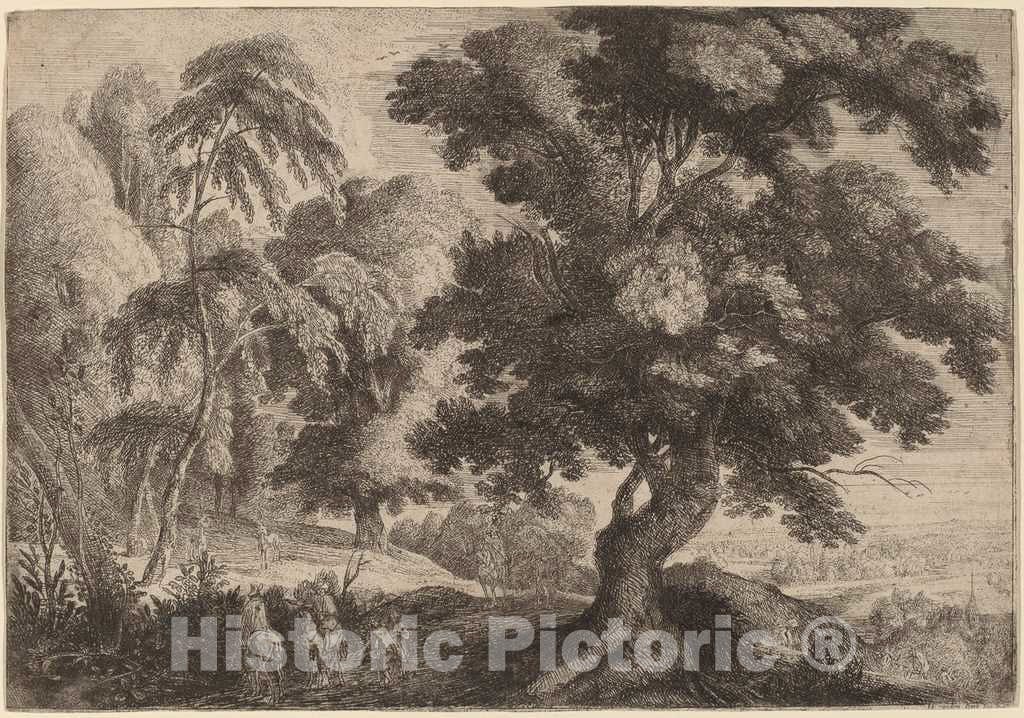 Art Print : Ignatius Van der Stock, Landscape with Two Deer - Vintage Wall Art