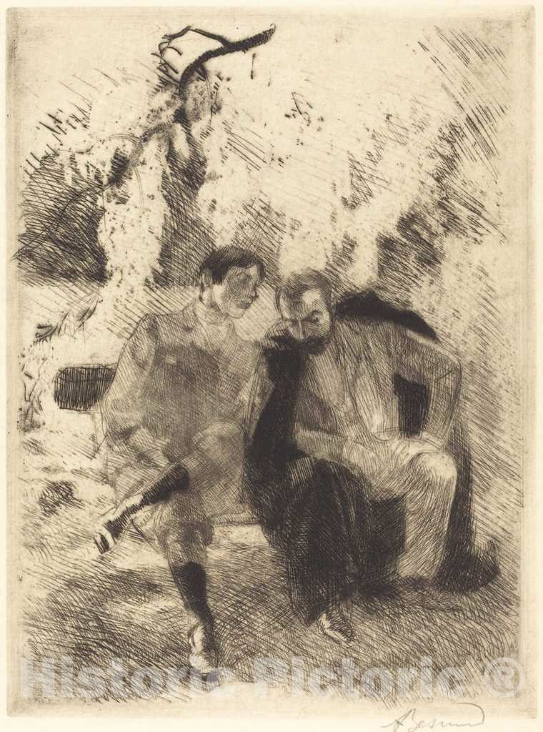 Art Print : Albert Besnard, Confidences, 1900 - Vintage Wall Art