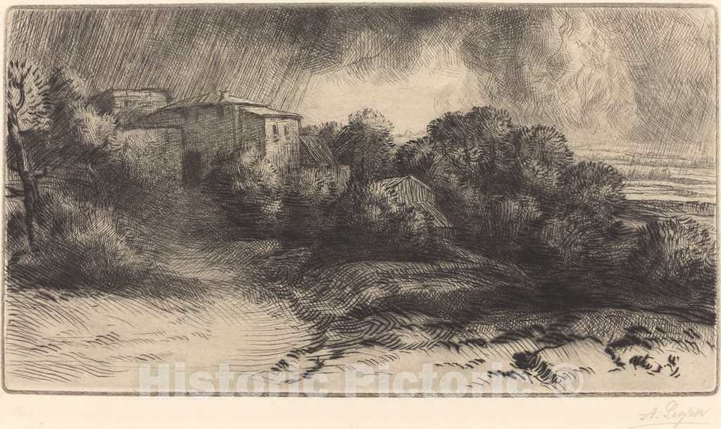 Art Print : Alphonse Legros, La Ferme de Brieux (Effect d'orage) (Farm at Brieux in a Storm) - Vintage Wall Art