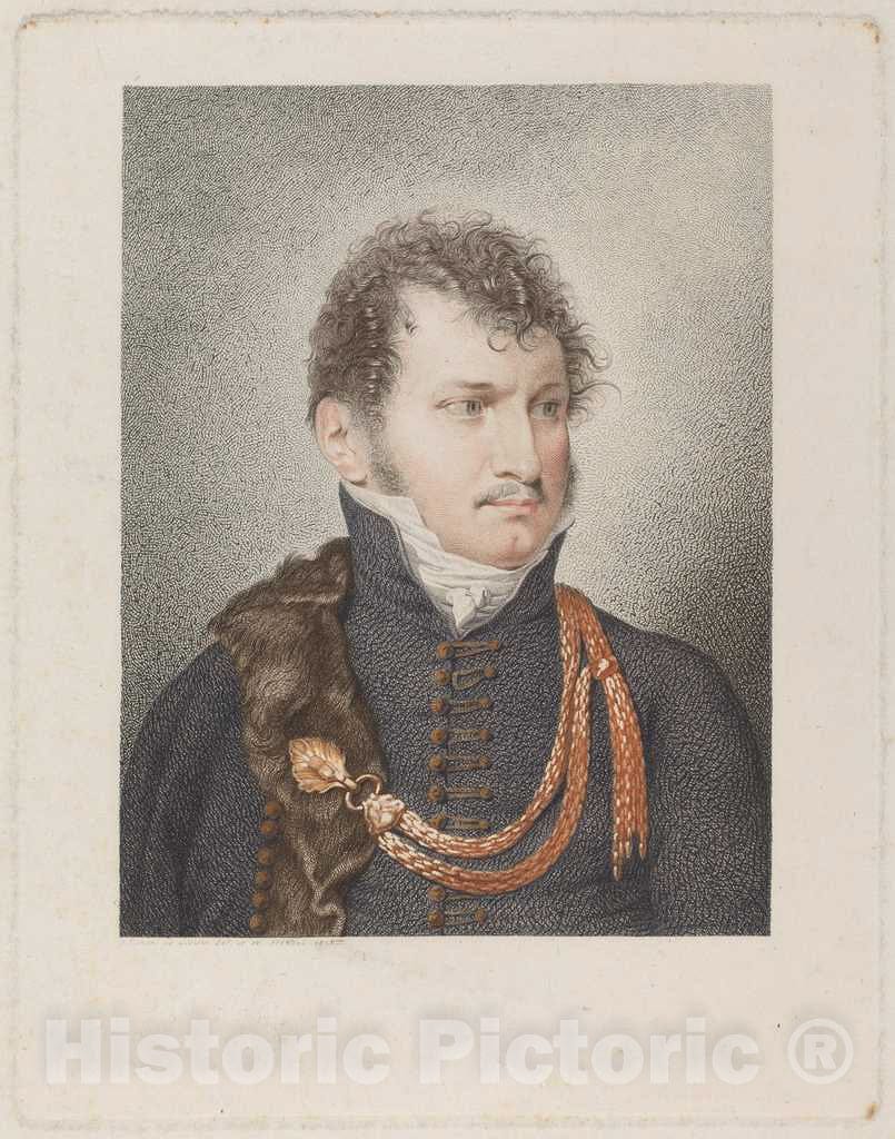 Art Print : Giuseppe Longhi, Baron Brudern, 1808 - Vintage Wall Art