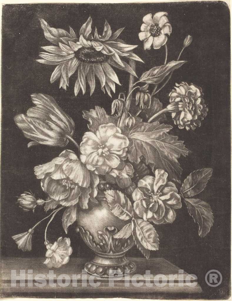 Art Print : Elias Christoph Heiss, Floral Still Life with a Sunflower, c. 1690 - Vintage Wall Art