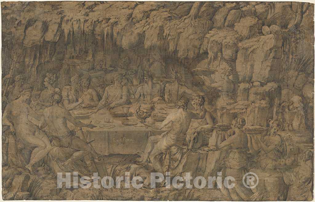 Art Print : Luca Penni, The Banquet of AcheloÃ¼s, c. 1545 - Vintage Wall Art