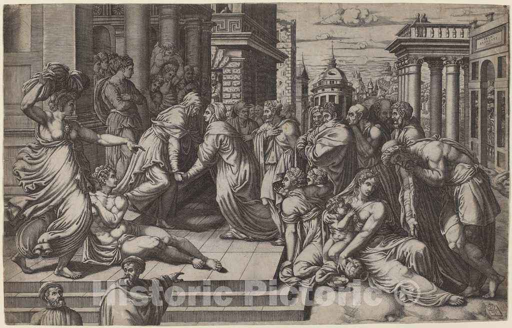 Art Print : Ghisi After Salviati, The Visitation, 1540s - Vintage Wall Art