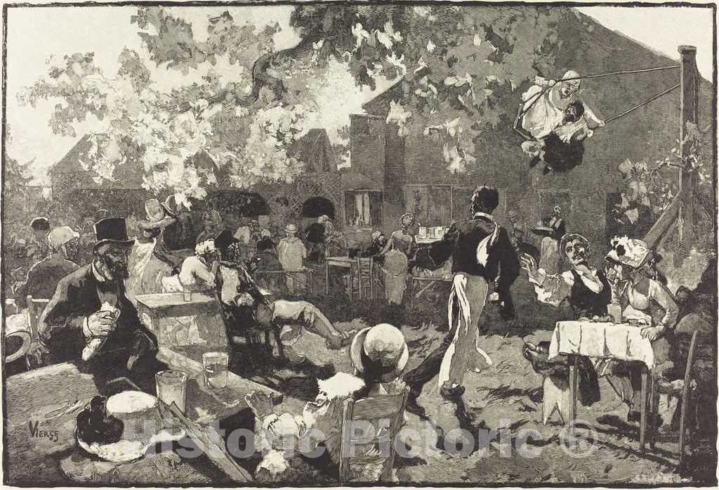 Art Print : LepÃ¨re After Vierge, Le Cabaret du Coq de BruyÃ¨re au Bois de Meudon, 1888 - Vintage Wall Art