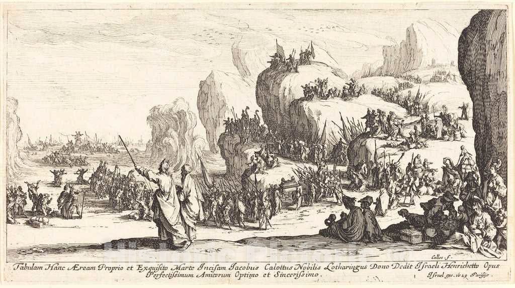 Art Print : Jacques Callot, The Crossing of The Red Sea, 1629 - Vintage Wall Art