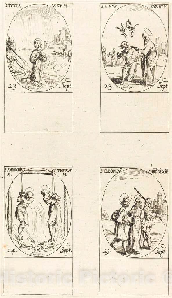 Art Print : Jacques Callot, St. Thecla; St. Linus; STS. Andochius and Thyrsus; St. Cleophas - Vintage Wall Art