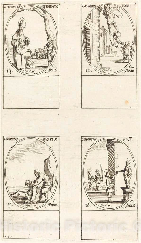 Art Print : Jacques Callot, St. Brice; St. Serapion; St. Eugenius; St. Edmund - Vintage Wall Art