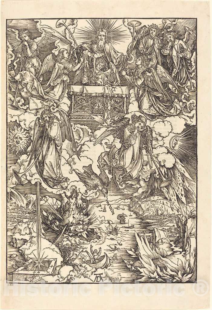 Art Print : Albrecht DÃ¼rer, The Seven Angels with The Trumpets, 1498 - Vintage Wall Art