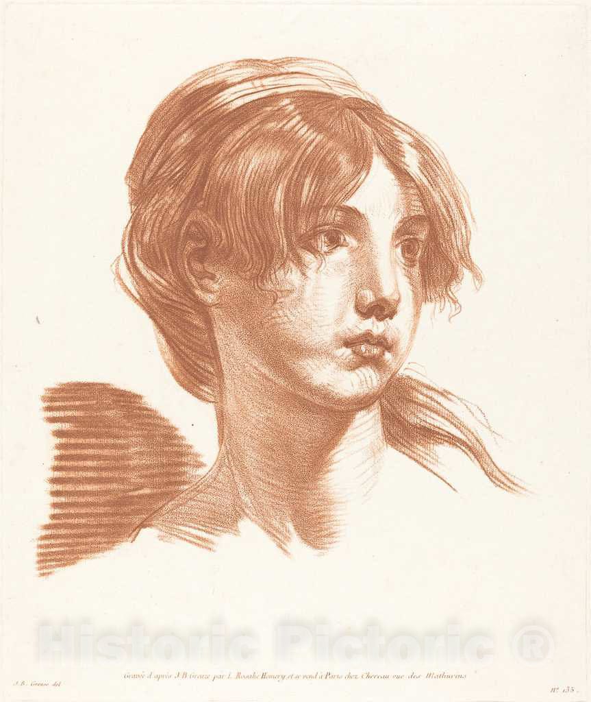 Art Print : Louise Rosalie HÃ©mery After Greuze, Head of a Girl - Vintage Wall Art