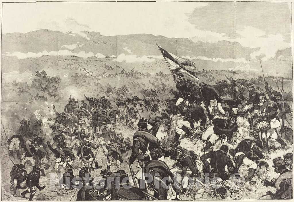 Art Print : Daniel Vierge, Bataille de Plevna. Le 30 Juillet, Attaque des Hauteurs, c.1887 - Vintage Wall Art