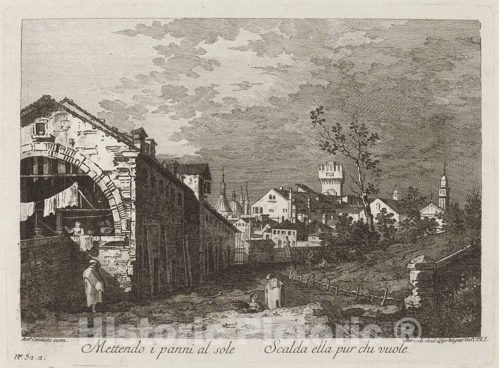Art Print : Fabio Berardi After Canaletto, Mettendo i panni, c. 1760 - Vintage Wall Art