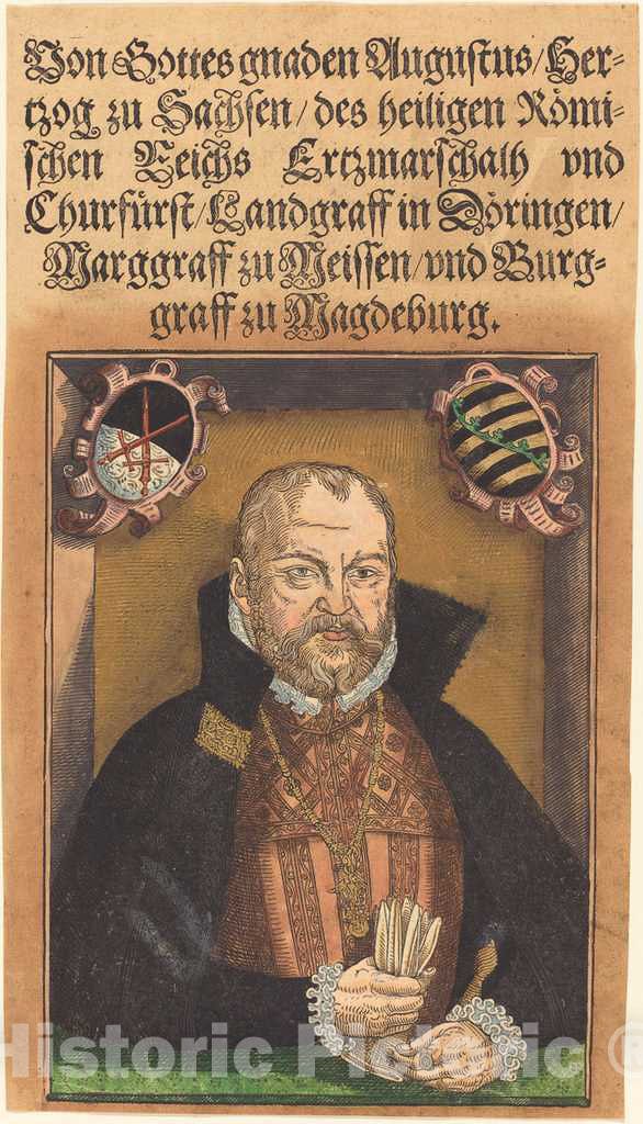 Art Print : Jakob Lucius, Augustus Hertzog zu Sachsen, 1564 - Vintage Wall Art