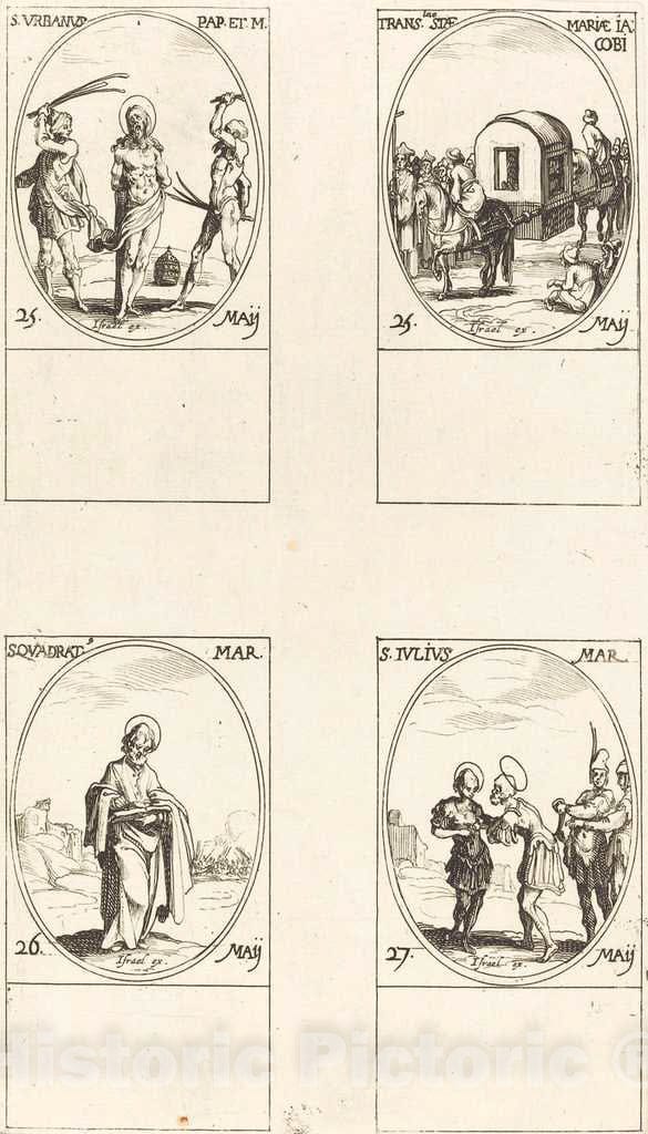 Art Print : Jacques Callot, St. Urban; The Translation of St. Mary of James; St. Quadrat; St. Julius - Vintage Wall Art
