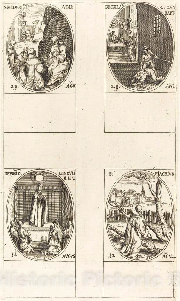 Art Print : Jacques Callot, St. Mederic, Abbot; John The Baptist; St. Fiacre; Festival of The Virgin - Vintage Wall Art