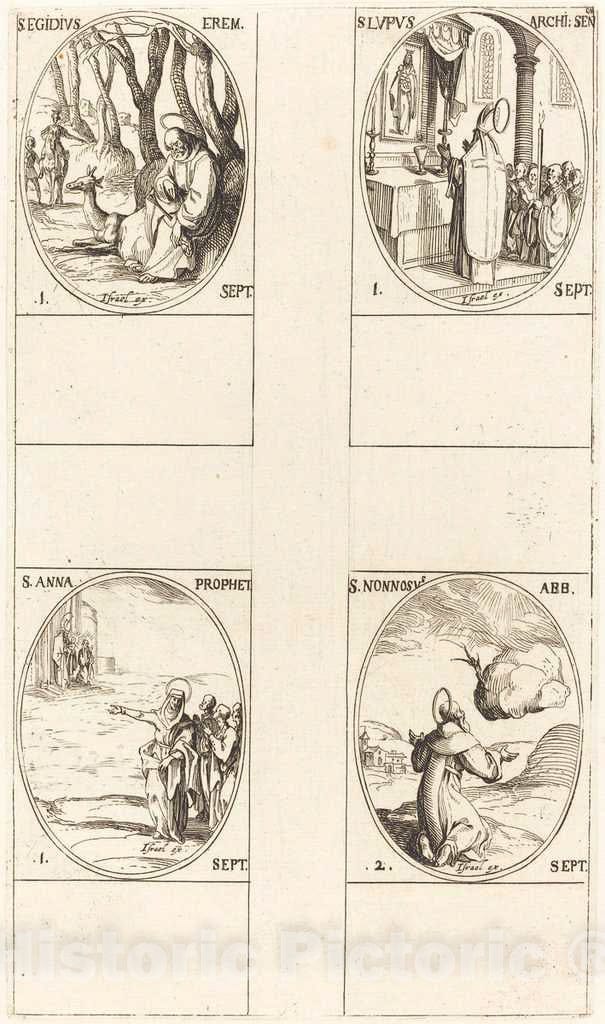 Art Print : Jacques Callot, St. Giles; St. Lupus; St. Anne; St. Nonnosus - Vintage Wall Art
