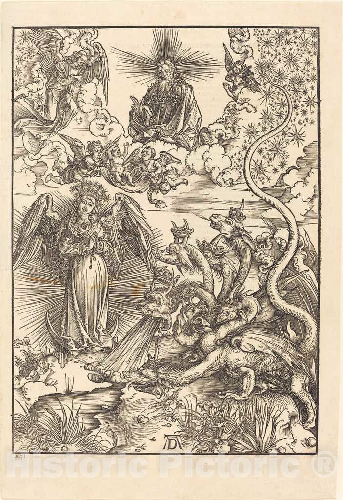 Art Print : Albrecht DÃ¼rer, The Apocalyptic Woman, 1498 - Vintage Wall Art
