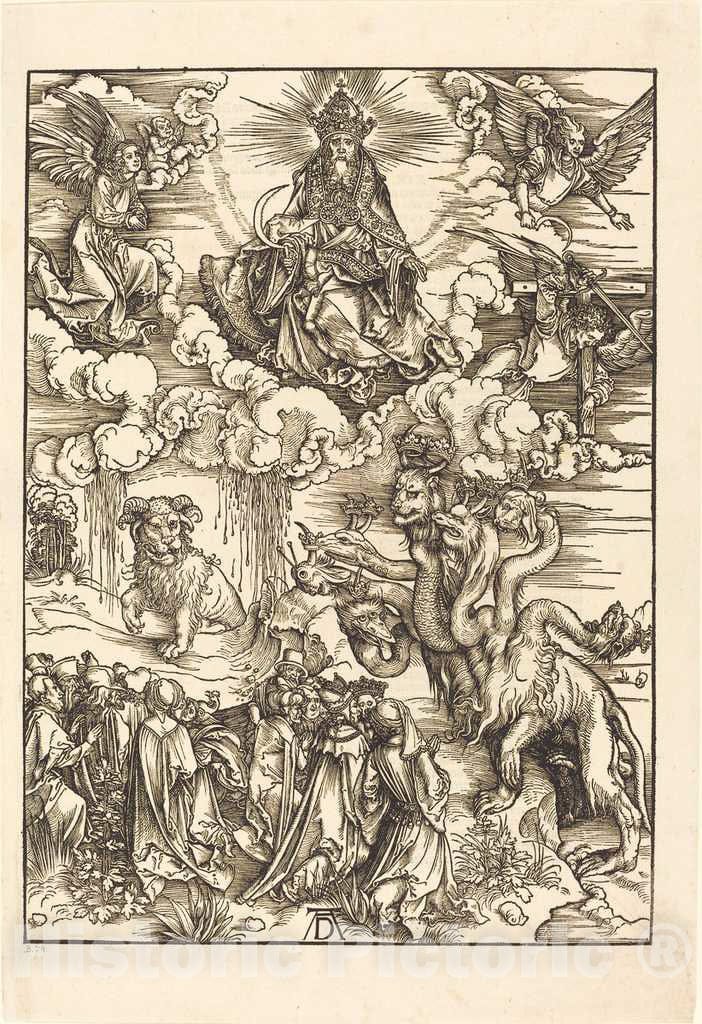 Art Print : Albrecht DÃ¼rer, The Beast with Two Horns Like a Lamb, 1498 - Vintage Wall Art