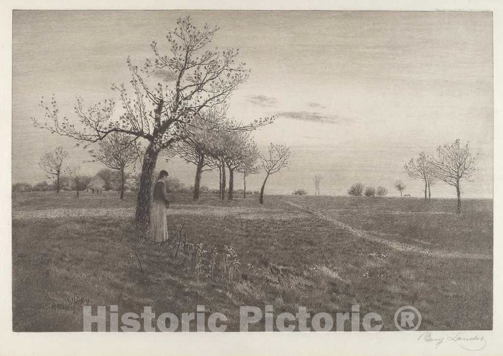 Art Print : Benjamin Lander, After Glow, 1885 - Vintage Wall Art