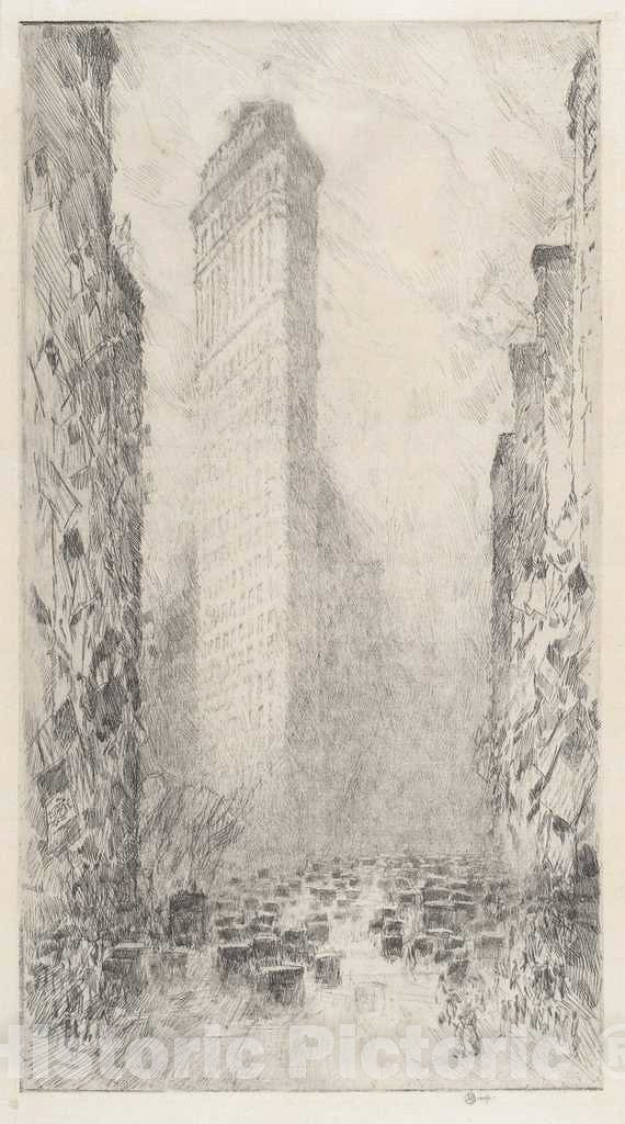 Art Print : Childe Hassam, Washington's Birthdayâ€”Fifth Avenue & 23rd Street, 1916 - Vintage Wall Art