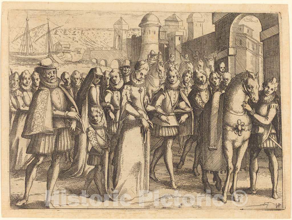 Art Print : Jacques Callot, Arrival at Valencia, 1612 - Vintage Wall Art