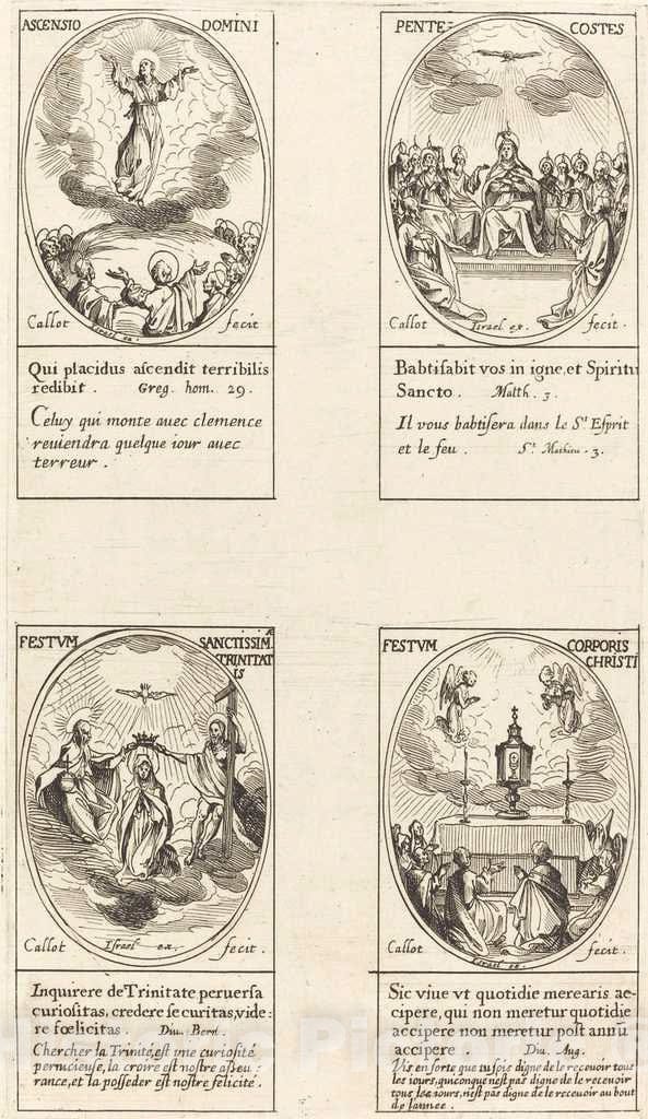 Art Print : Jacques Callot, Ascension; Pentacost; Trinity; Corpus Christi - Vintage Wall Art