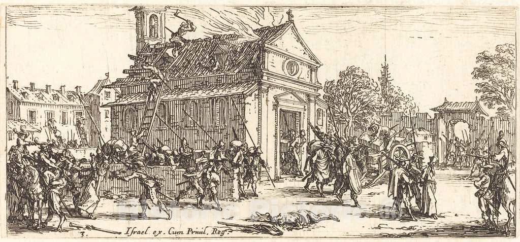 Art Print : Jacques Callot, Pillaging a Monastery, c. 1633 - Vintage Wall Art