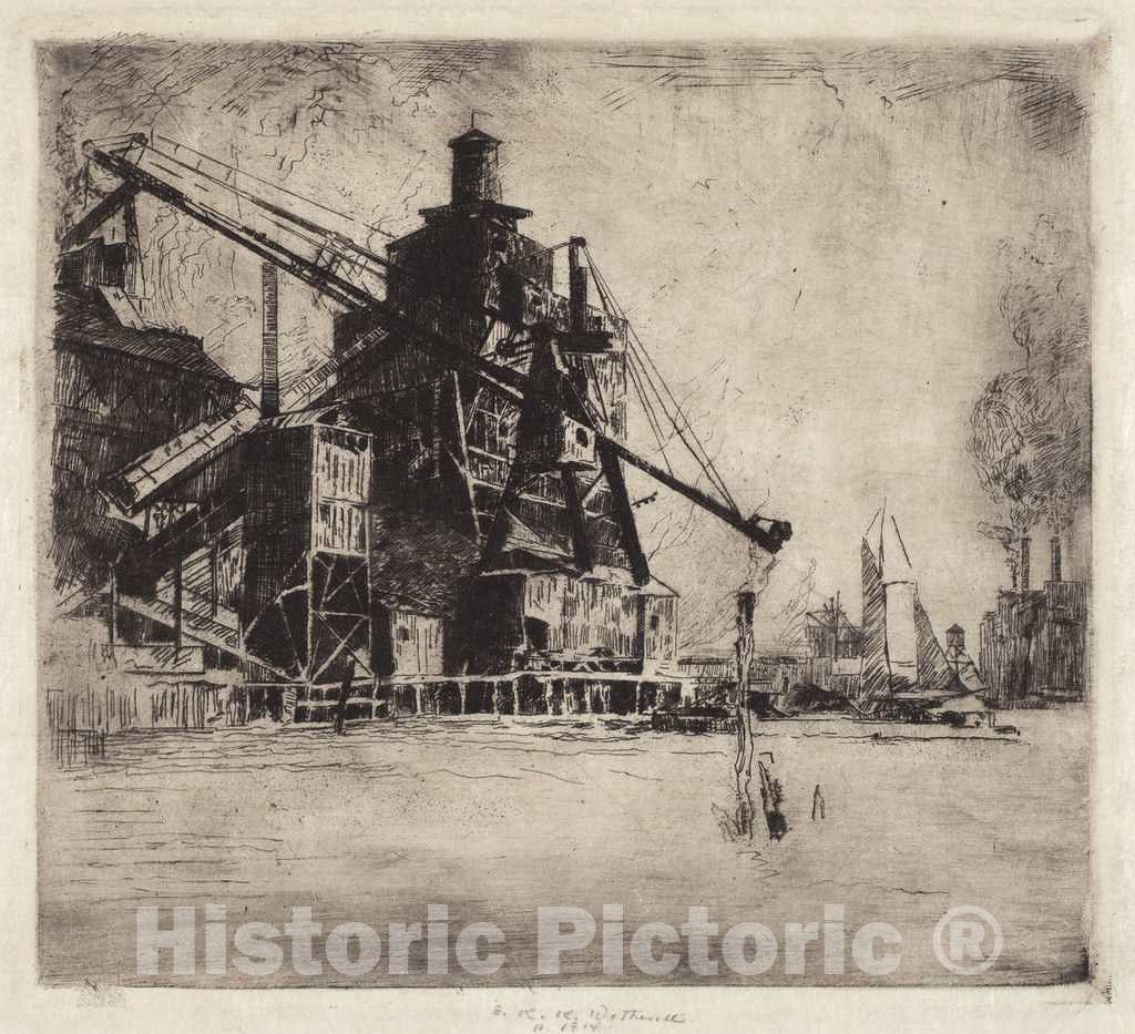 Art Print : Elisha Kent Kane Wetherill, Otto Coke and Coal Hoist, 1914 - Vintage Wall Art