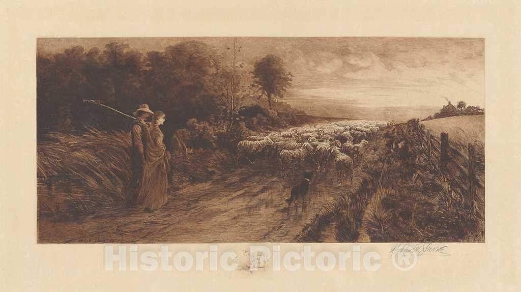 Art Print : Henry Pruett Share, Day's Peaceful Ending, 1887 - Vintage Wall Art