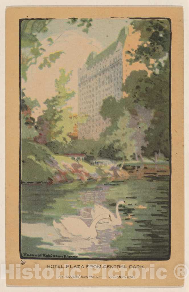 Art Print : Rachael Robinson Elmer, Hotel Plaza from Central Park, 1914 - Vintage Wall Art
