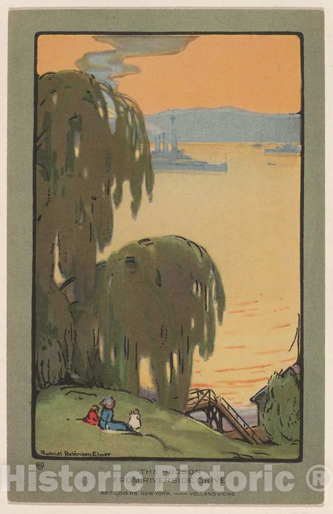 Art Print : Rachael Robinson Elmer, The Hudson from Riverside Drive, 1914 - Vintage Wall Art
