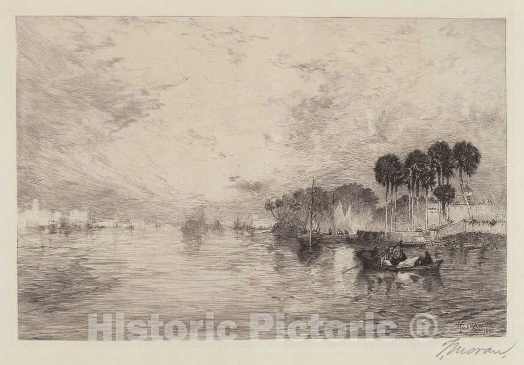 Art Print : Thomas Moran, St. John's River, Florida, 1886 - Vintage Wall Art