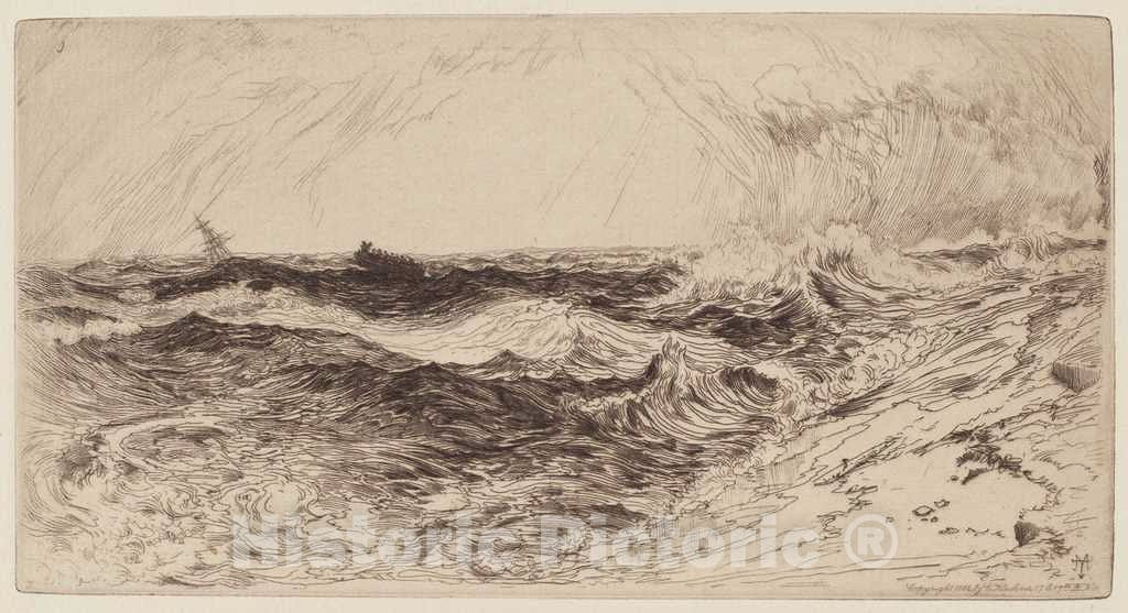 Art Print : Thomas Moran, The Resounding Sea, 1880 - Vintage Wall Art