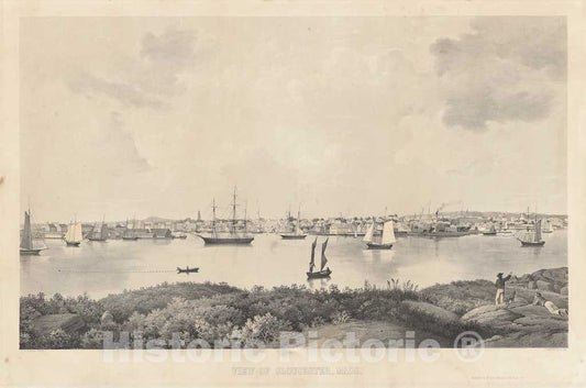 Art Print : Fitz Henry Lane, View of Gloucester, Mass, 1855 - Vintage Wall Art