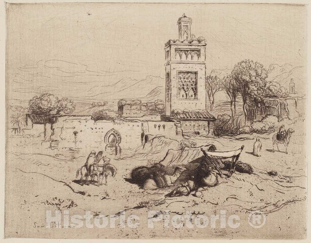 Art Print : Samuel Colman, Ruins of a Mosque, Tlemciem, Algeria, 1887 - Vintage Wall Art
