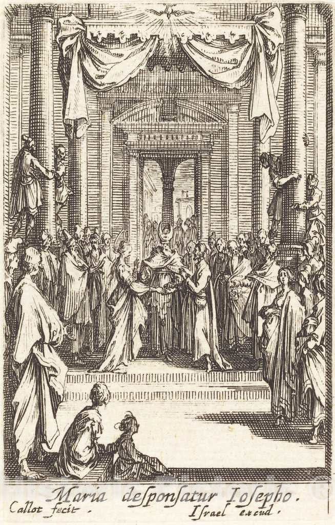 Art Print : Jacques Callot, The Marriage of The Virgin, in or After 1630 - Vintage Wall Art