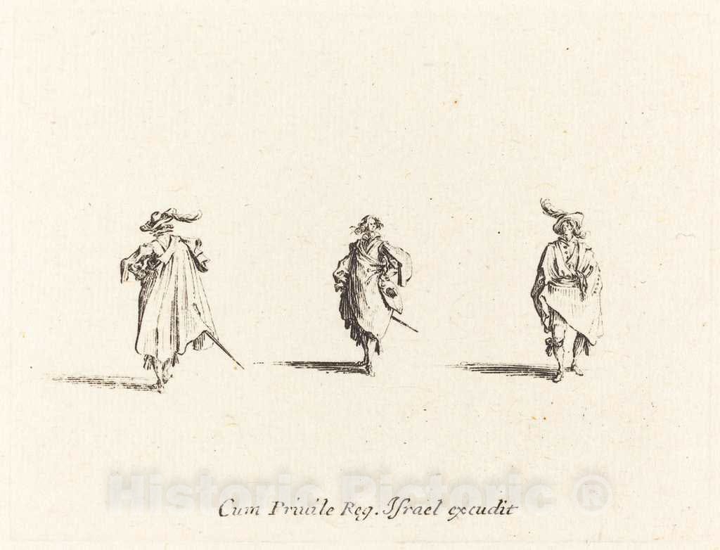 Art Print : Jacques Callot, Three Gentlemen, 1634 - Vintage Wall Art