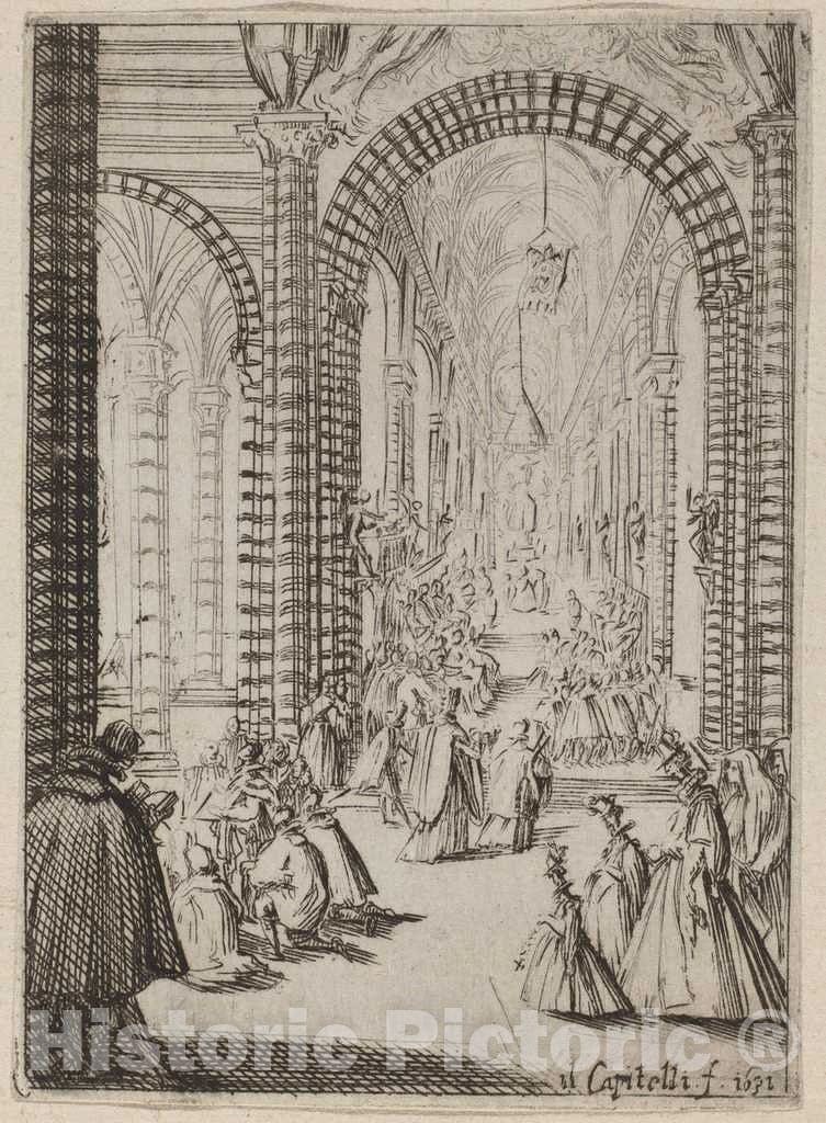Art Print : Bernardino Capitelli, Interior of a Church, 1631 - Vintage Wall Art