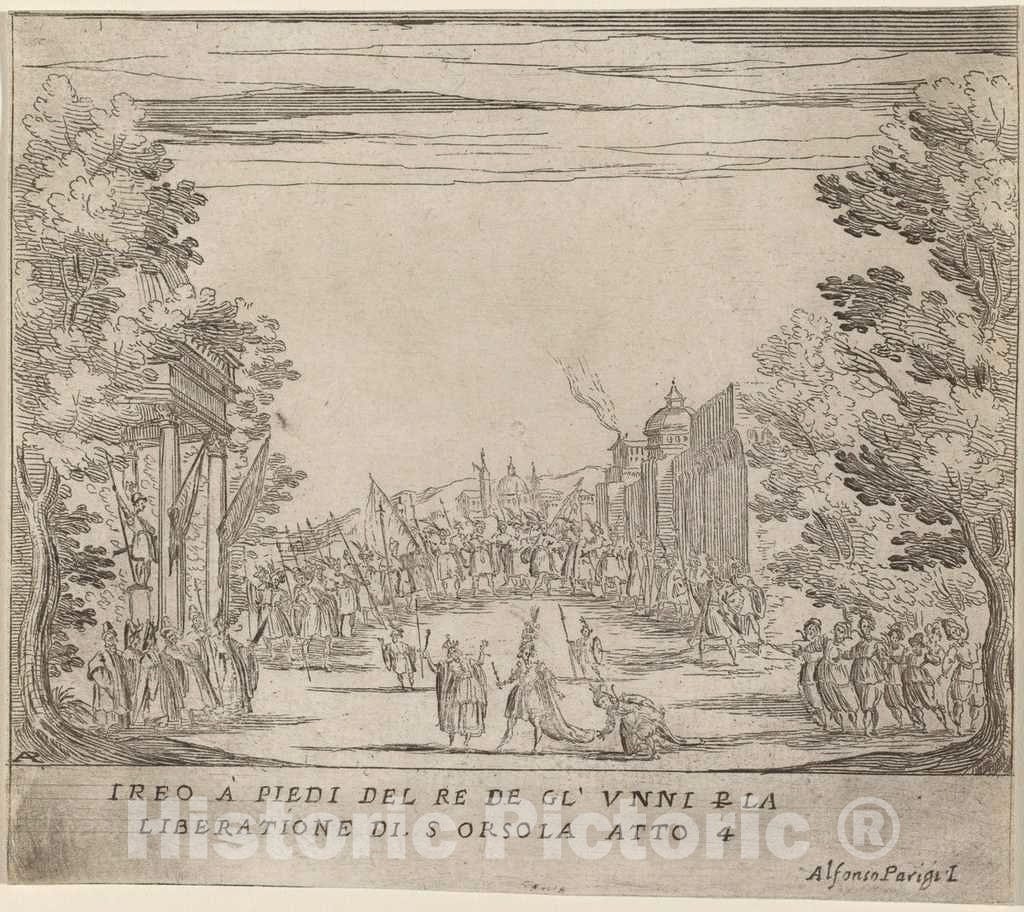 Art Print : Alfonso Parigi II, Jereo Before The King of The Huns for The Liberation of Saint Ursula - Vintage Wall Art