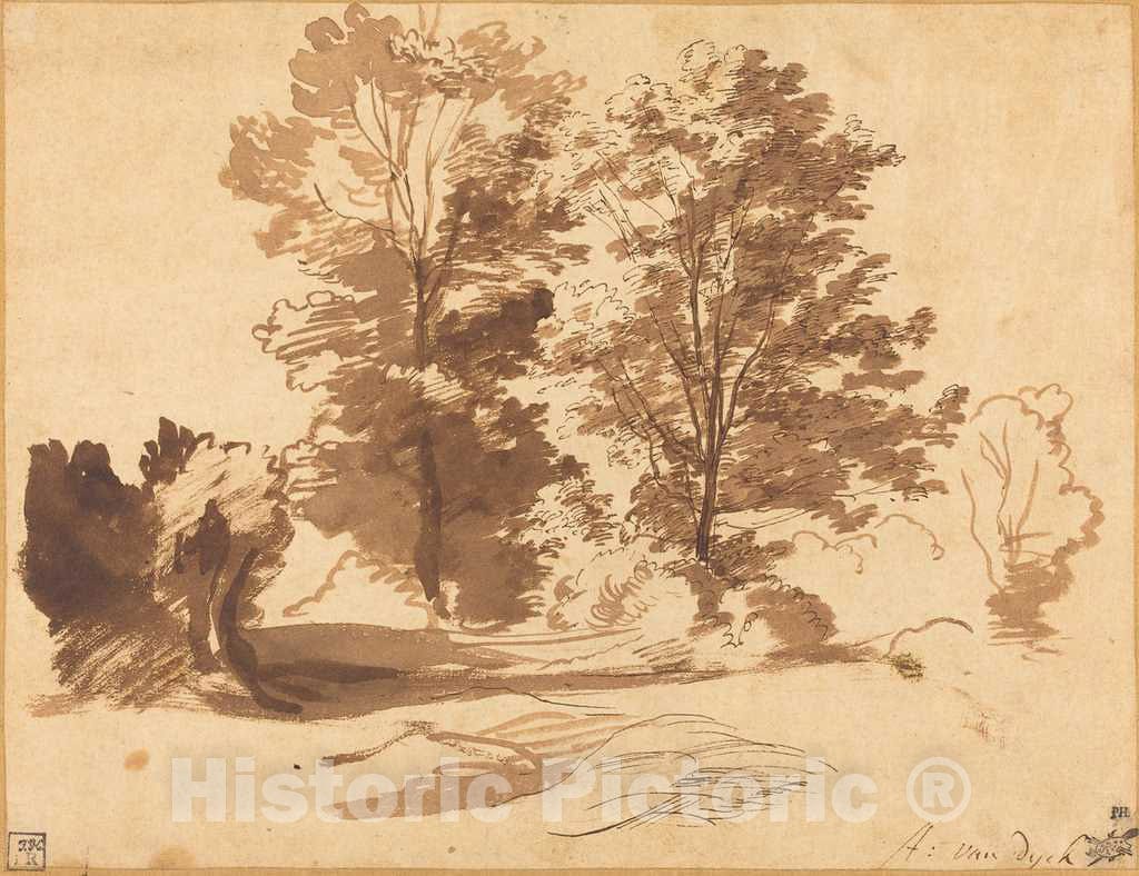 Art Print : Sir Anthony Van Dyck, The Edge of a Wood, 1630s - Vintage Wall Art