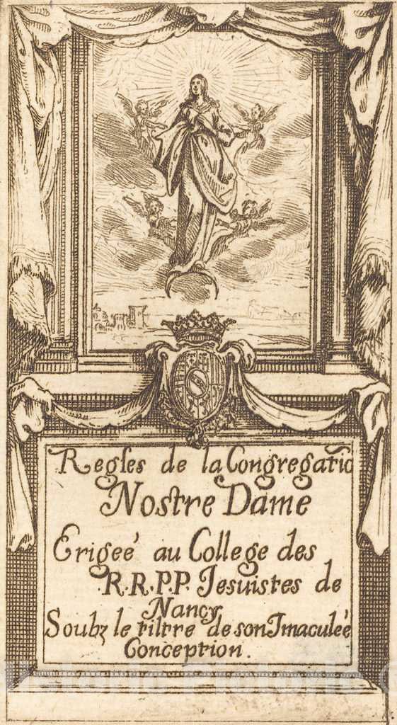 Art Print : Jacques Callot, Frontispiece for The Rules of The Order of Our Lady - Vintage Wall Art