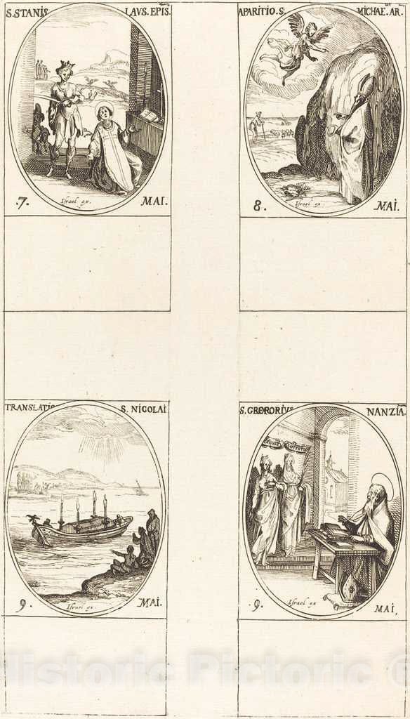 Art Print : Jacques Callot, St. Stanislaus; The Apparition of St. Michael; The Translation of St. Nicholas; St. G - Vintage Wall Art