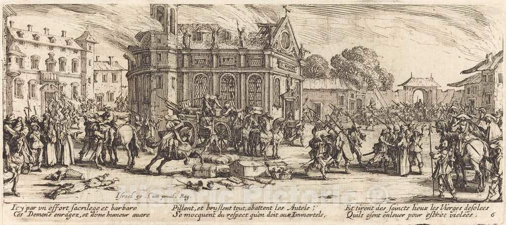 Art Print : Jacques Callot, Destruction of a Convent, c. 1633 - Vintage Wall Art